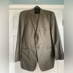 Joseph Abboud For Saks Fifth Avenue Men’s Two Button Suit 44L W38 Brown Plaid